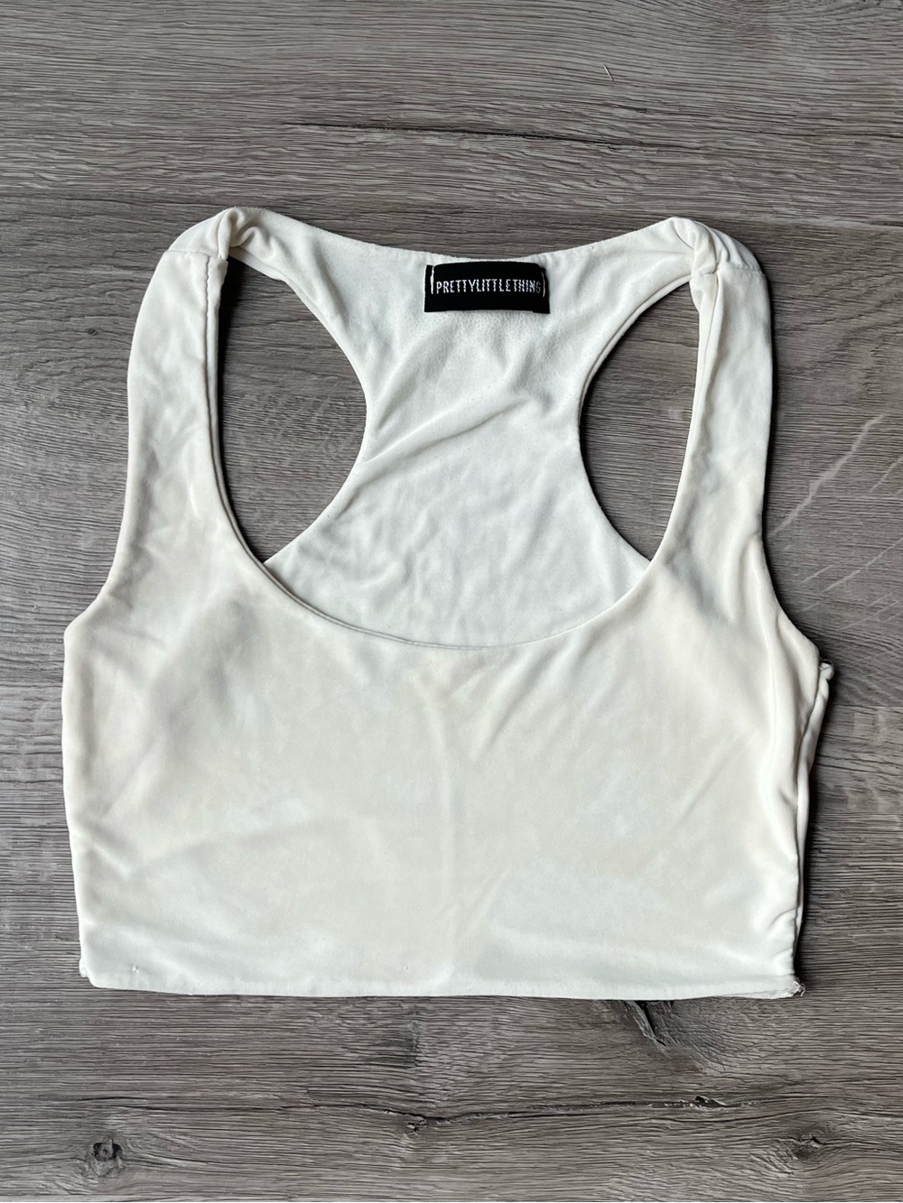 PrettyLittleThing Cream Racerback Crop Top